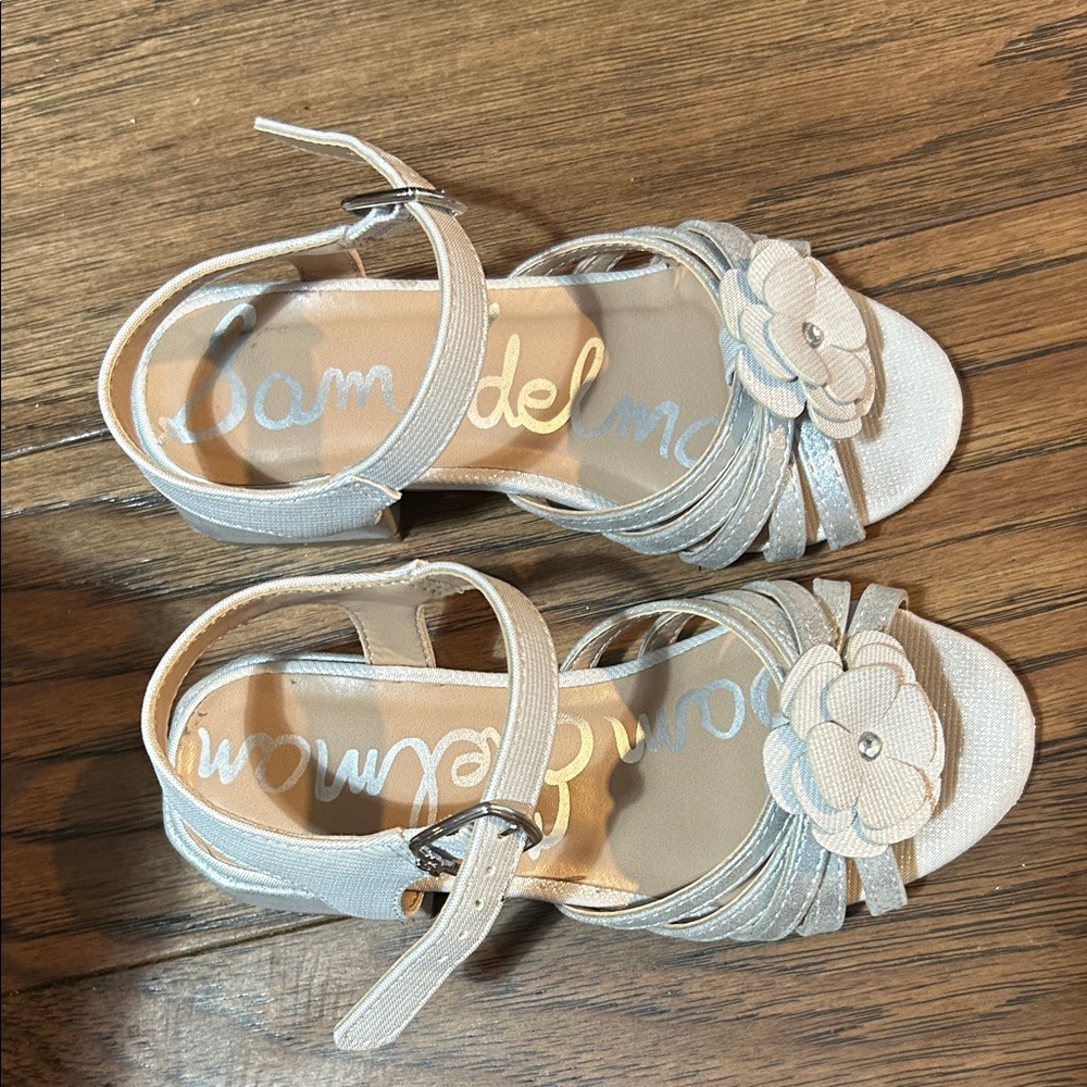 Sam Edelman Silver Sandals with Floral Detail